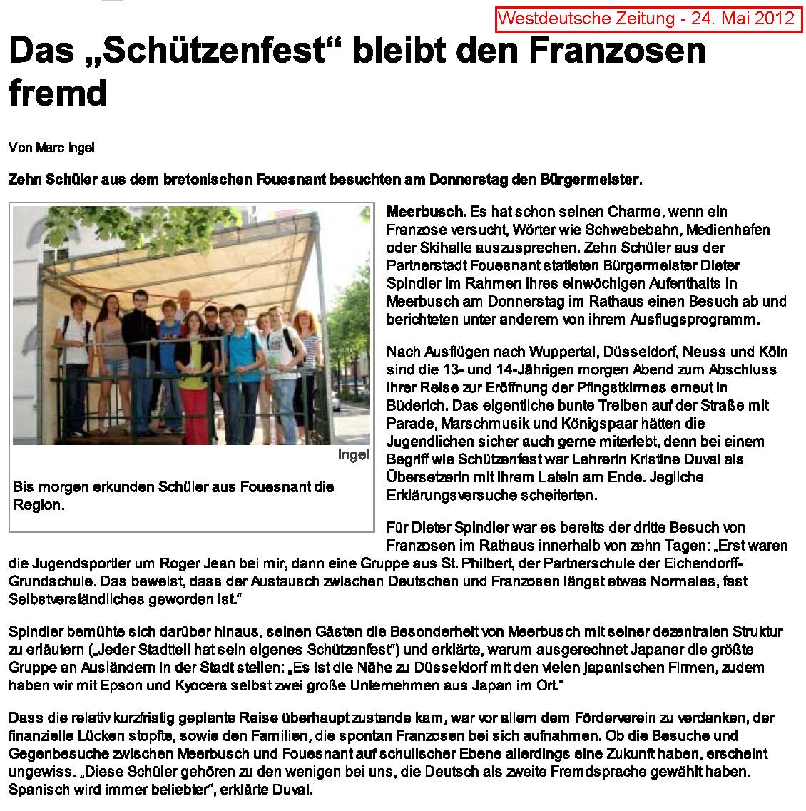 Westdeutsche Zeitung 24 mai 2012