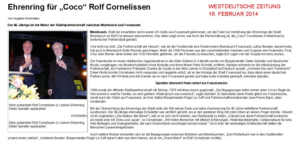 Westdeutsche Zeitung 16 février 2014
