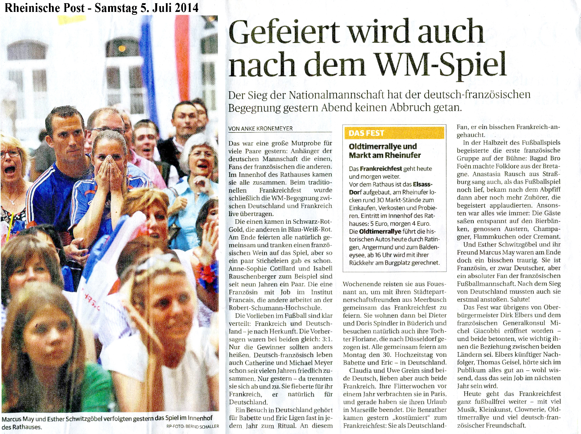 Rheinische Post 5 juillet 2014