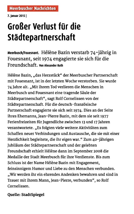 Großer Verlust für die Städtepartnerschaft