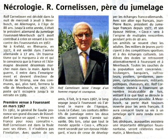Le télégramme - 19 septembre 2015 - texte : Jean-Yves Le Dréau