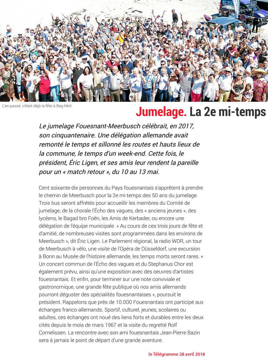 Le Télégramme 28 avril 2018