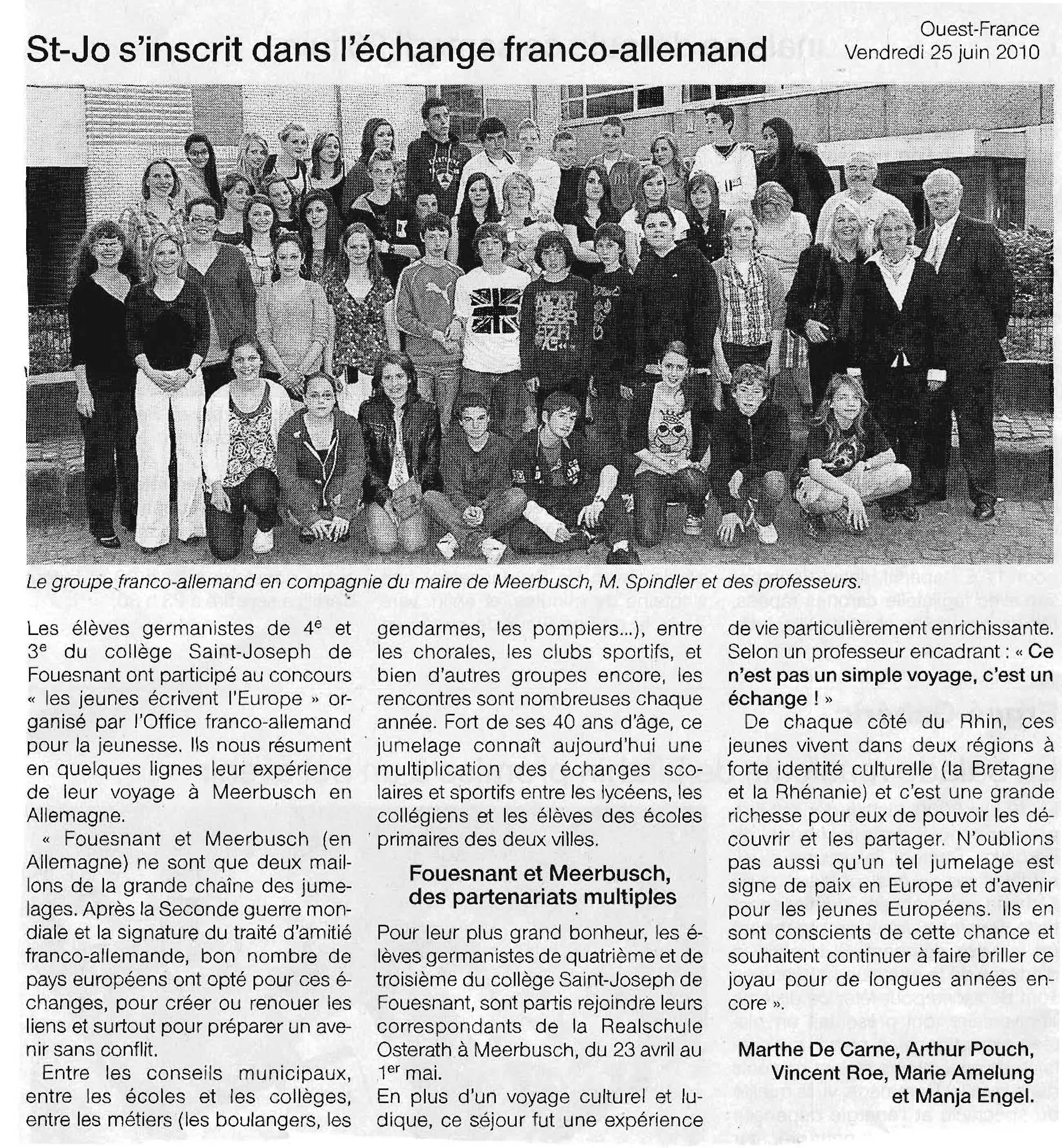 Ouest France 25 juin 2010