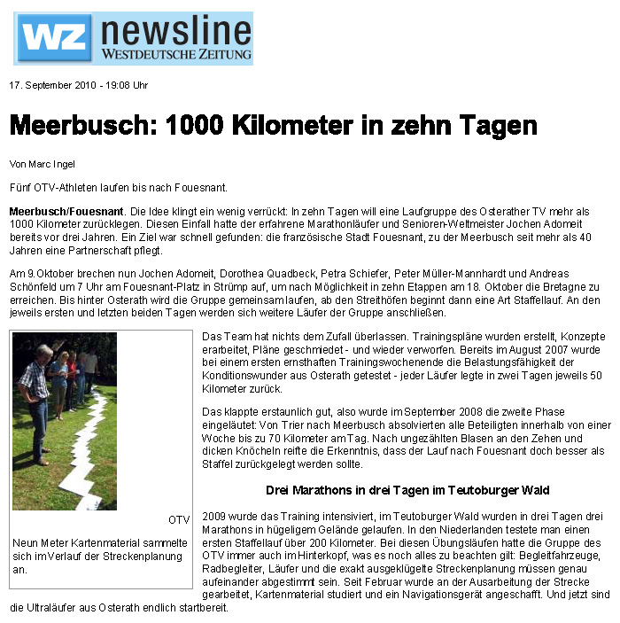 Westdeutsche Zeitung 17 septembre 2010