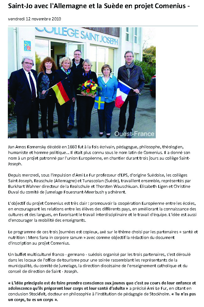 Ouest France 12 novembre 2010