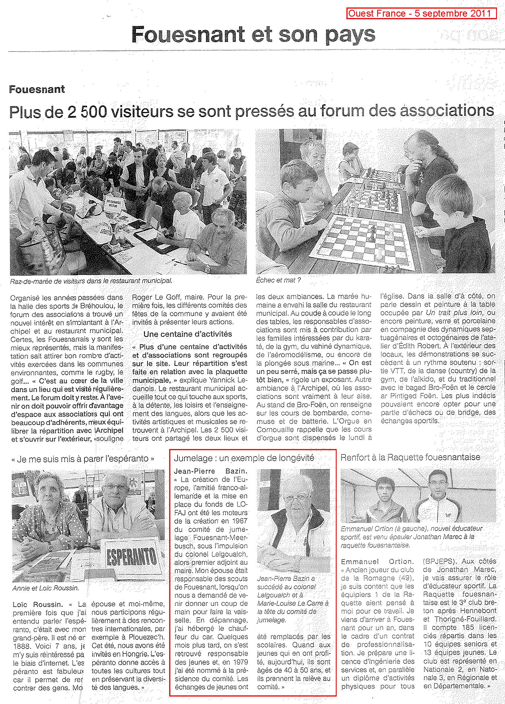 Ouest France 5 septembre 2011