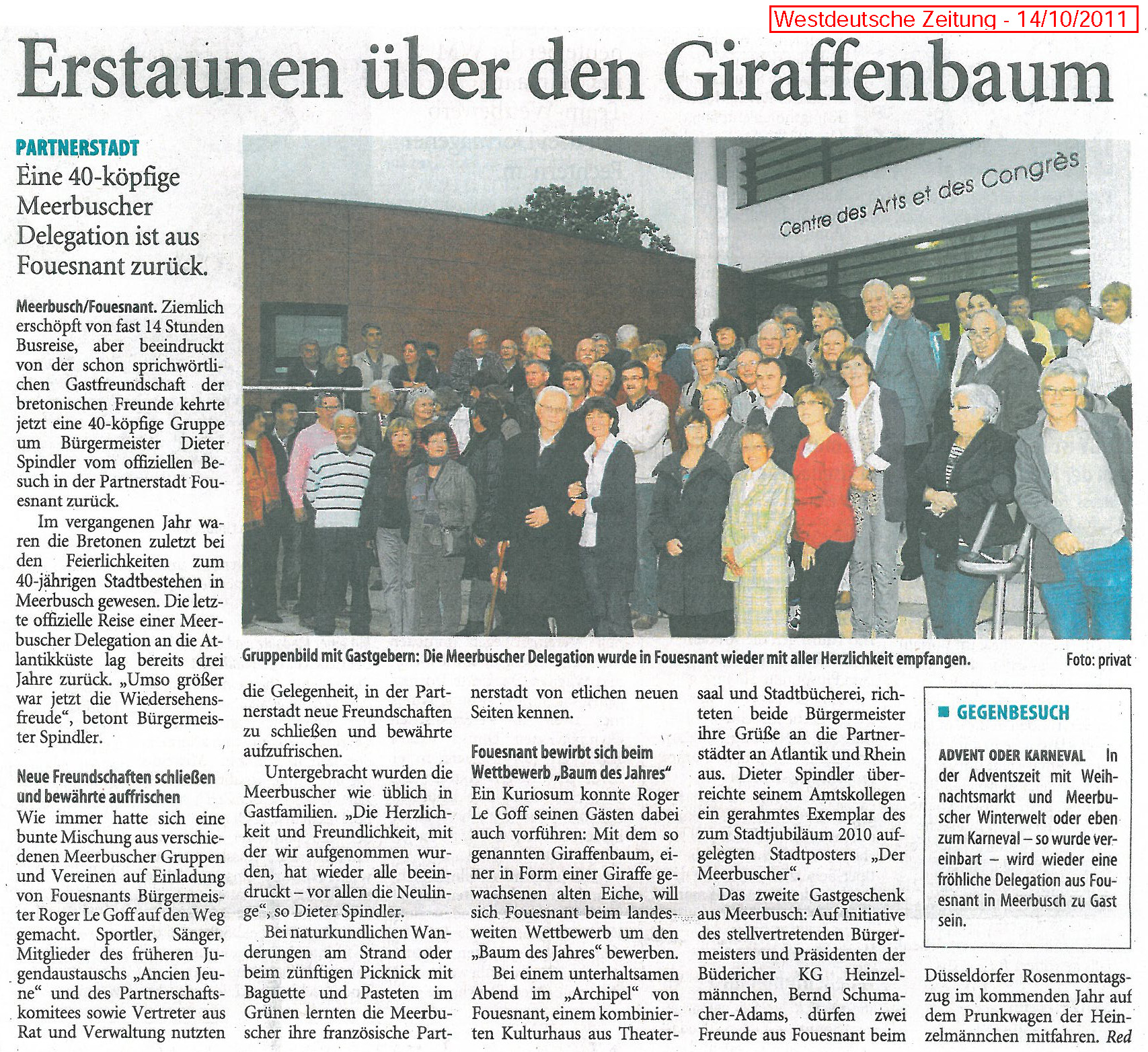 Westdeutsche Zeitung 14 octobre 2011