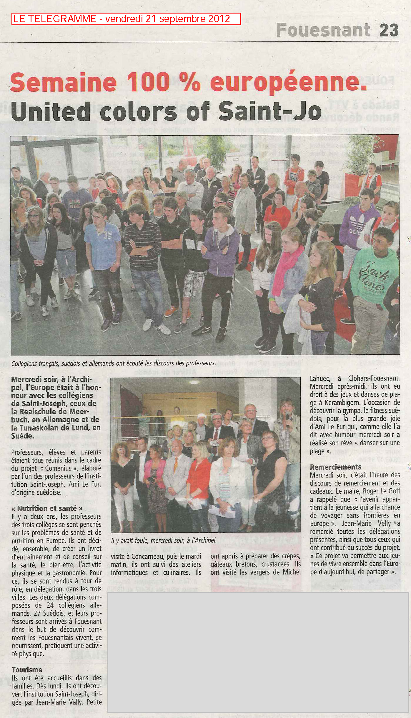 Le Télégramme 21 septembre 2012