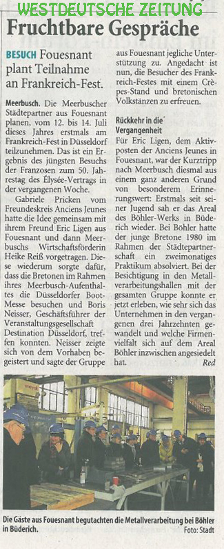 Westdeutsche Zeitung 20 janvier 2013