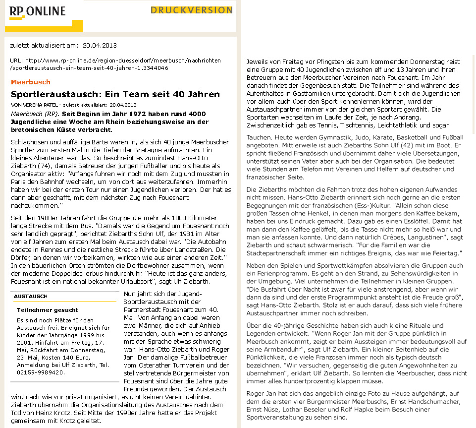 Rheinische Post 20 avril 2013