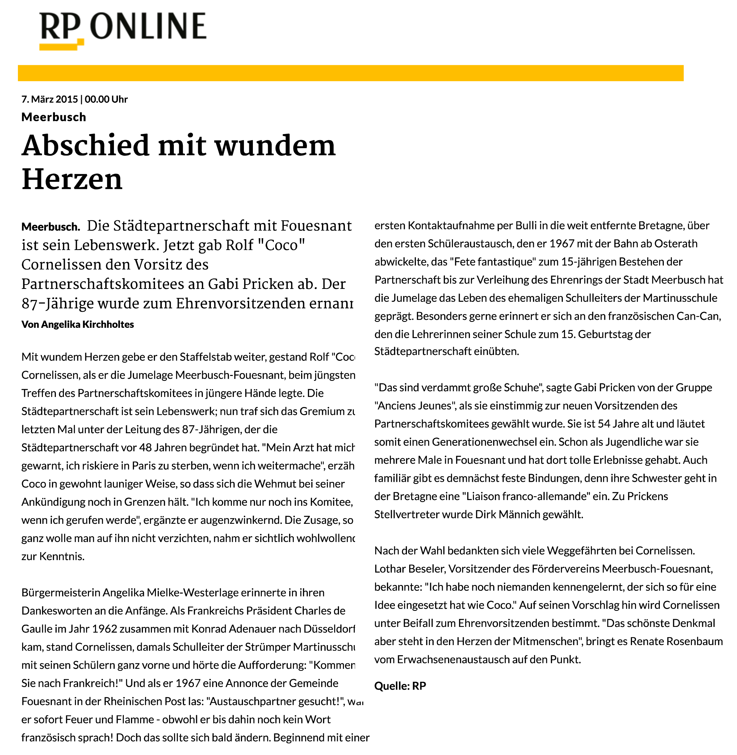 Rheinische Post 7 mars 2015