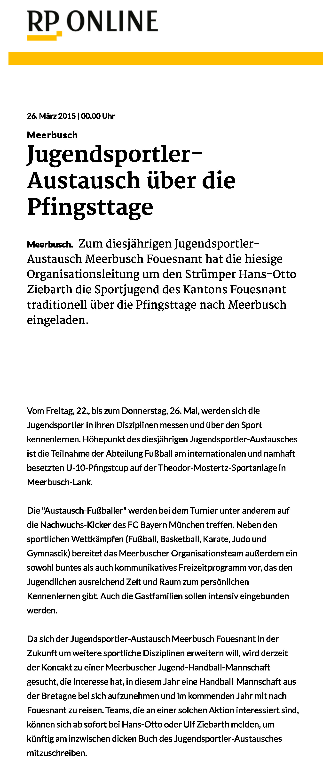 Rheinische Post 26 mars 2015