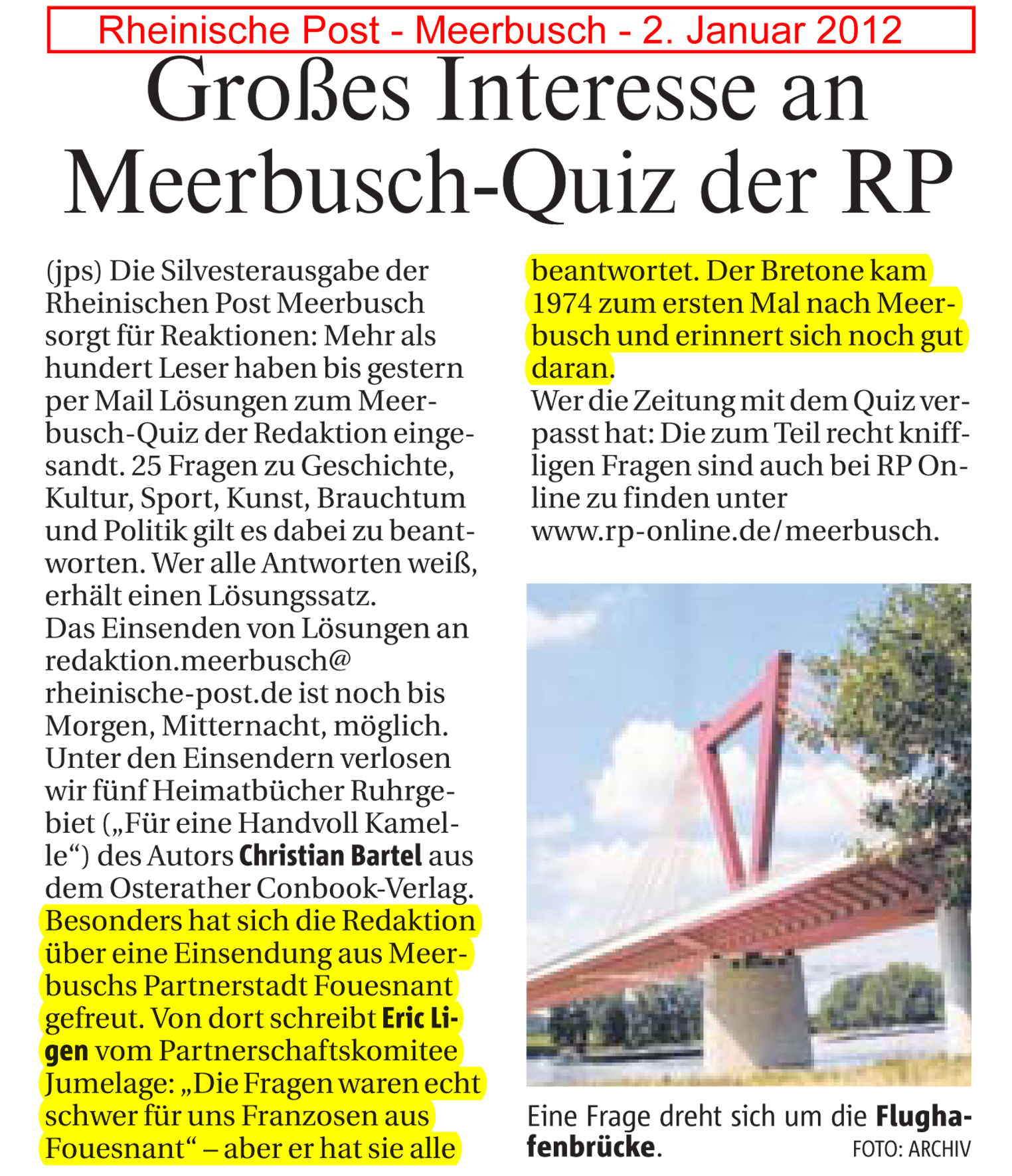 Rheinische Post 2 janvier 2012