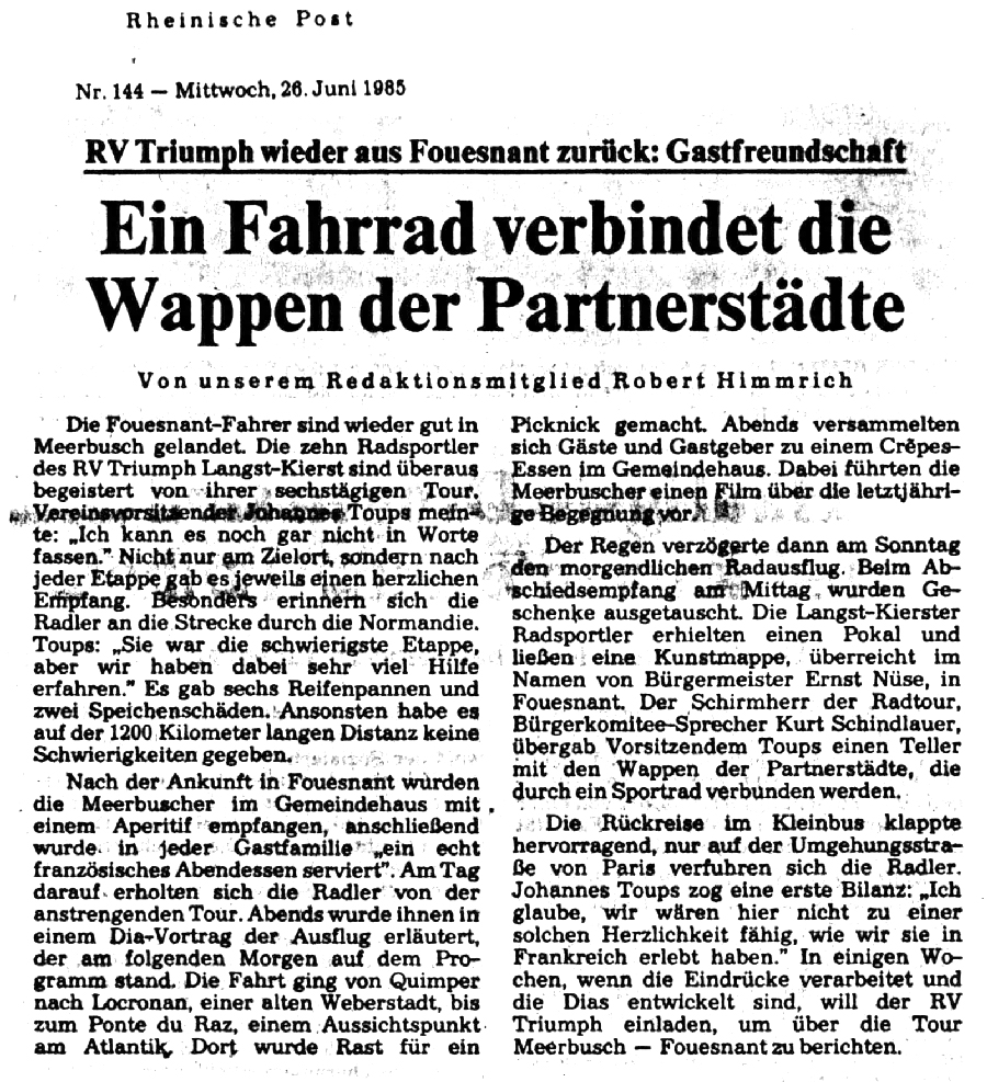 Rheinische Post, 26 juin 1985