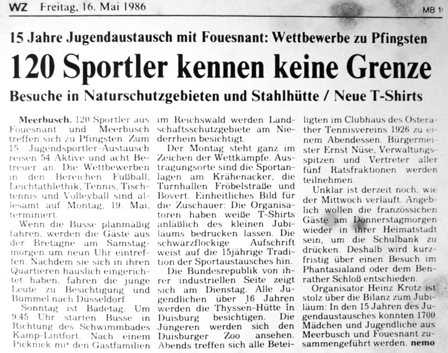 Westdeutsche Zeitung, 16 mai 1986