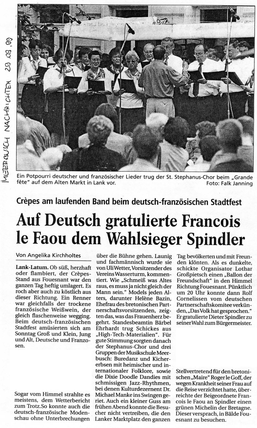 Meerbuscher Nachrichten, 29 septembre 1999