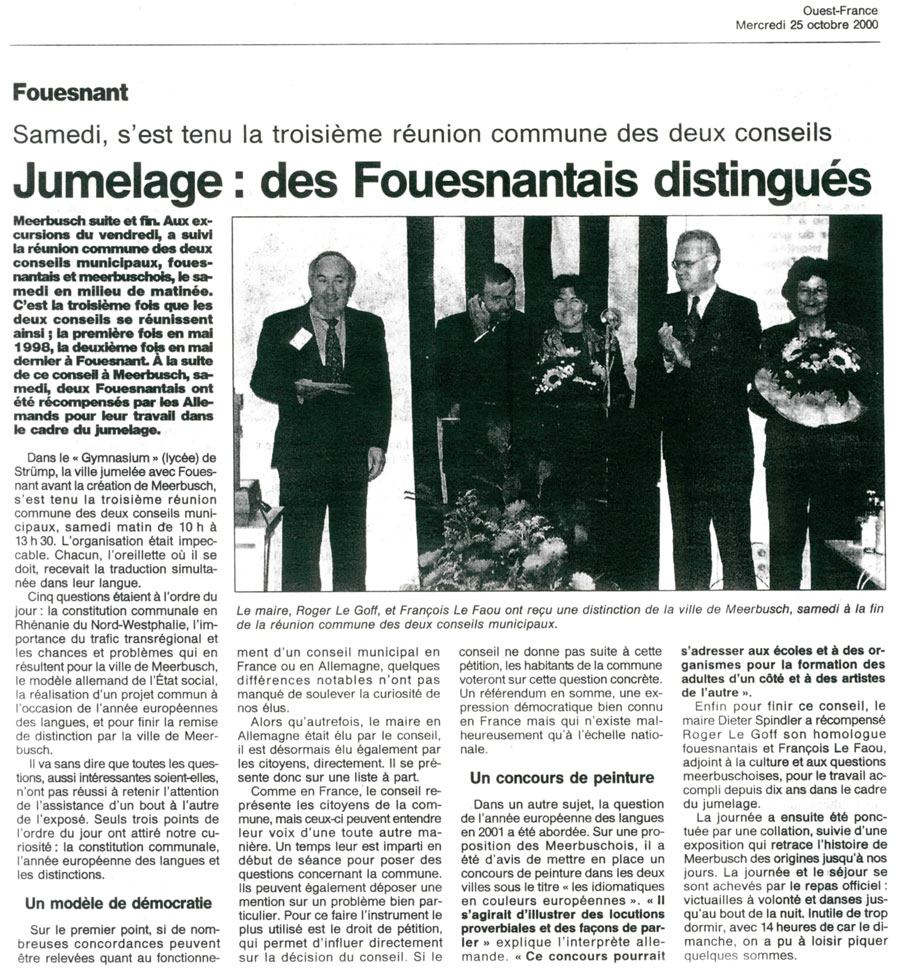 Ouest France, 25 octobre 2000