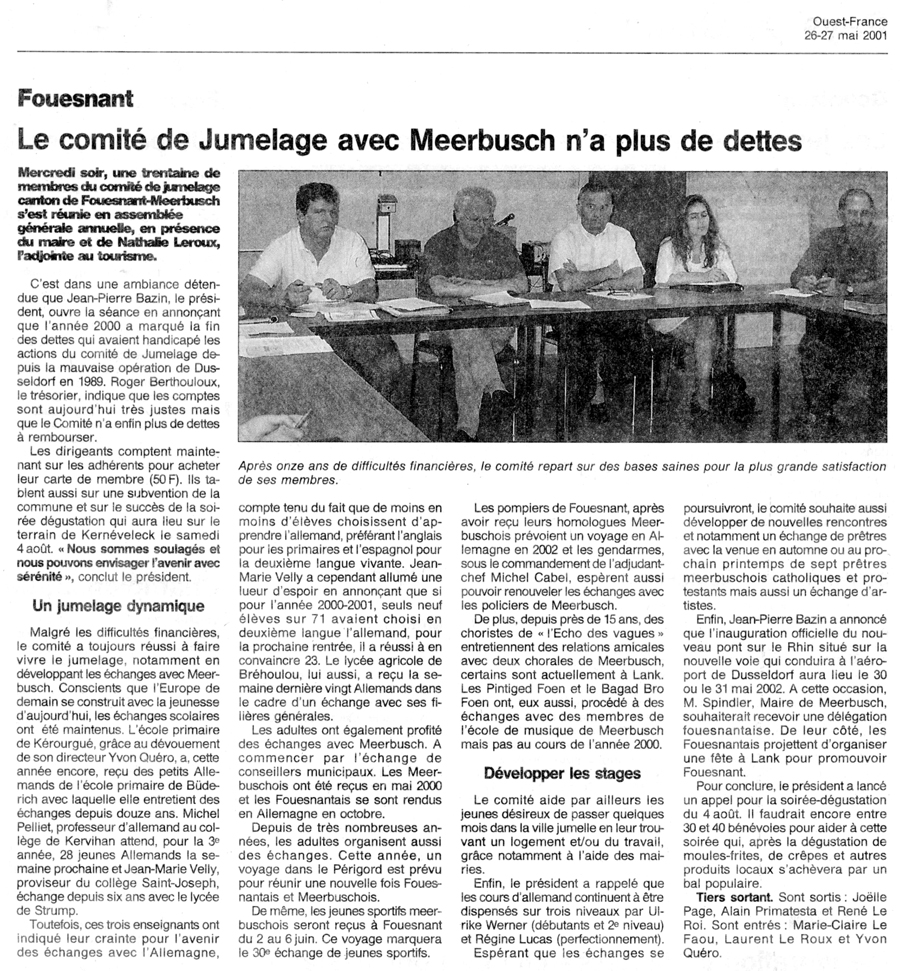 Ouest France, 26 mai 2001