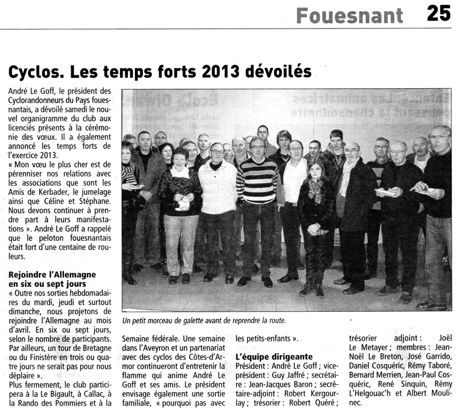 Le Télégramme, janvier 2013