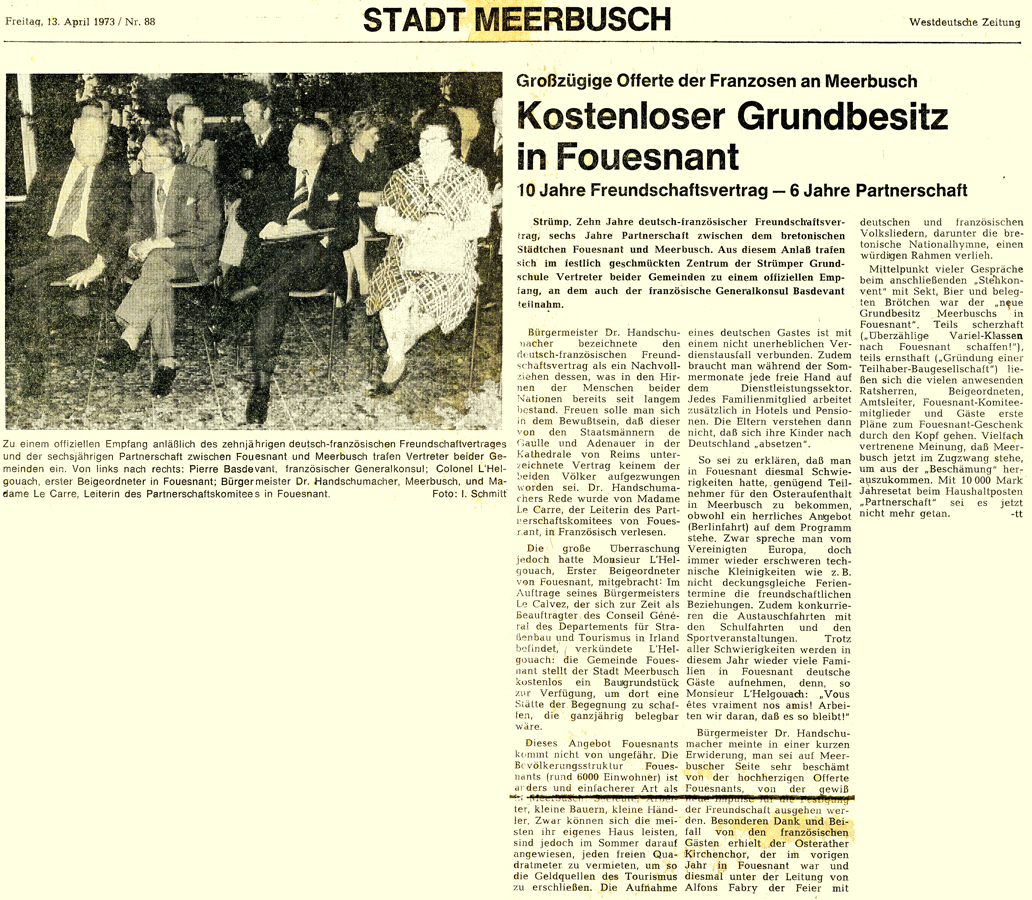Westdeutsche Zeitung, 13 avril 1973