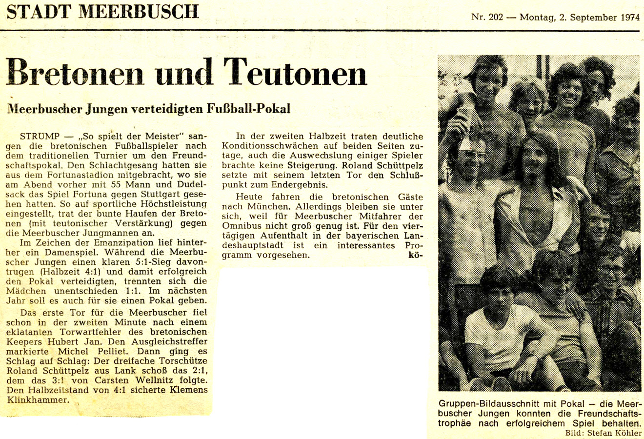 Krefelder Stadt Anzeiger, 2 septembre 1974