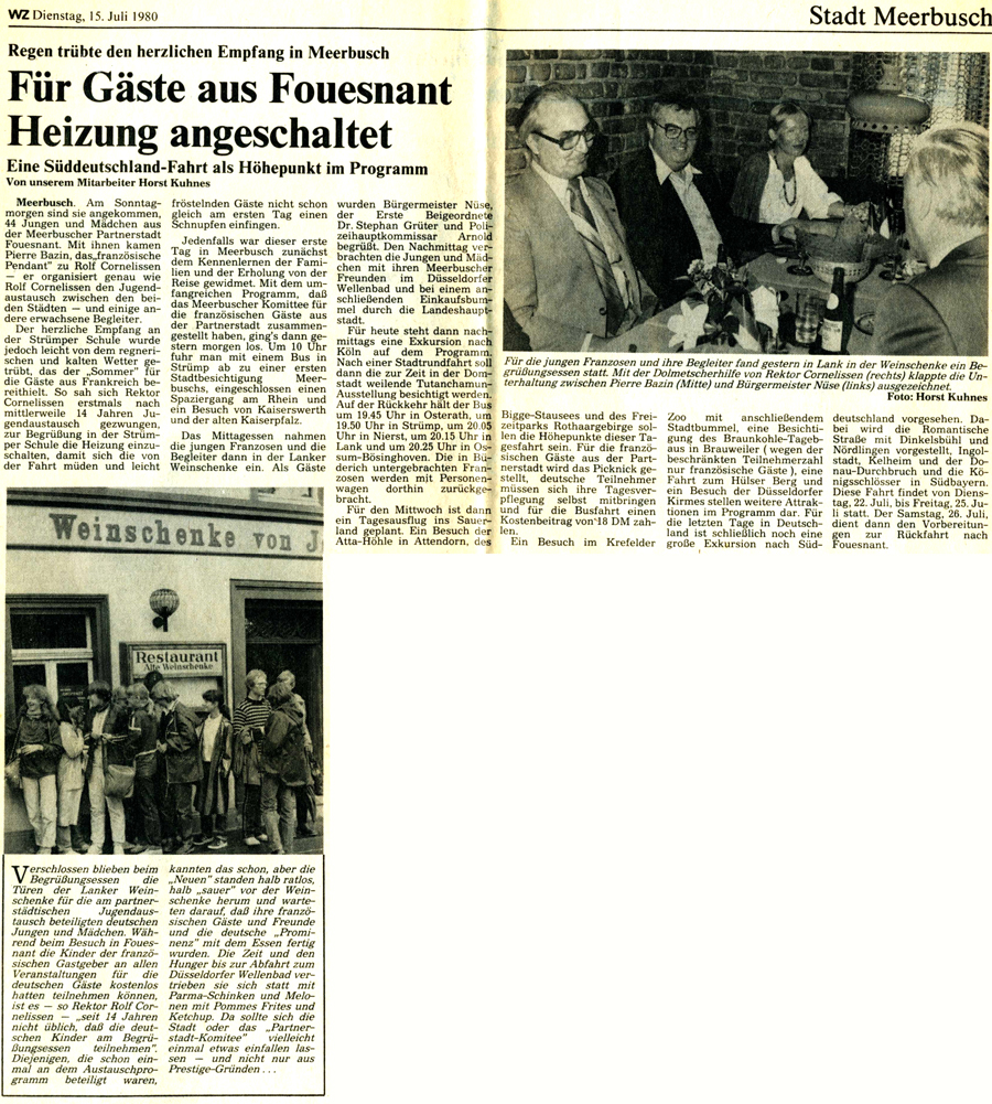 Westdeutsche Zeitung, 15 juillet 1980