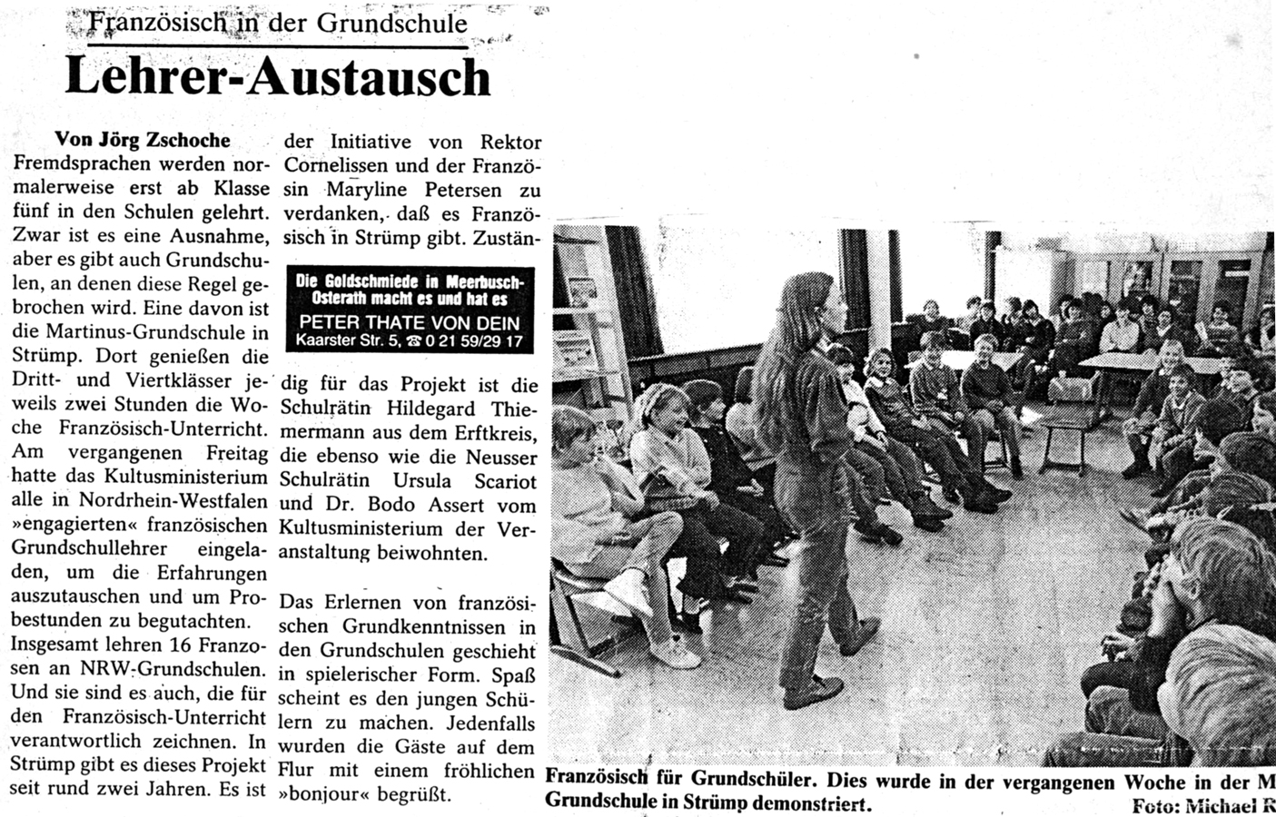 1985, échange d'instituteurs entre l'Allemagne et la France