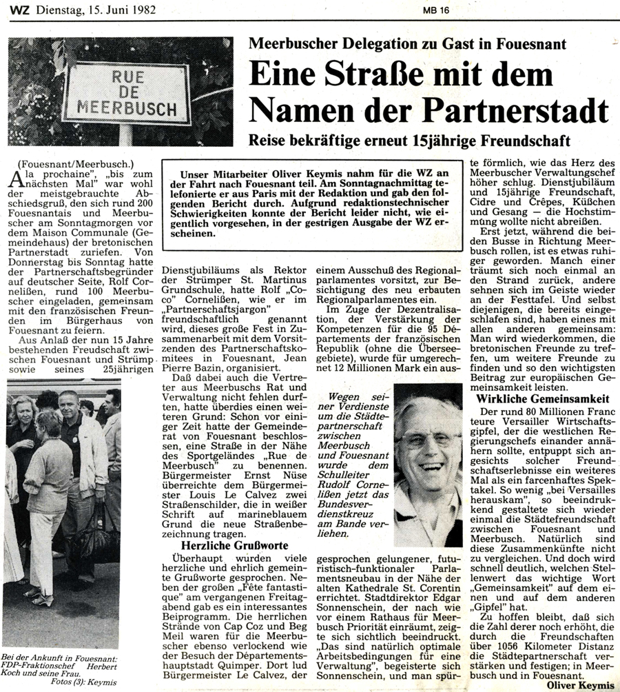 Westdeutsche Zeitung, 15 juin 1982