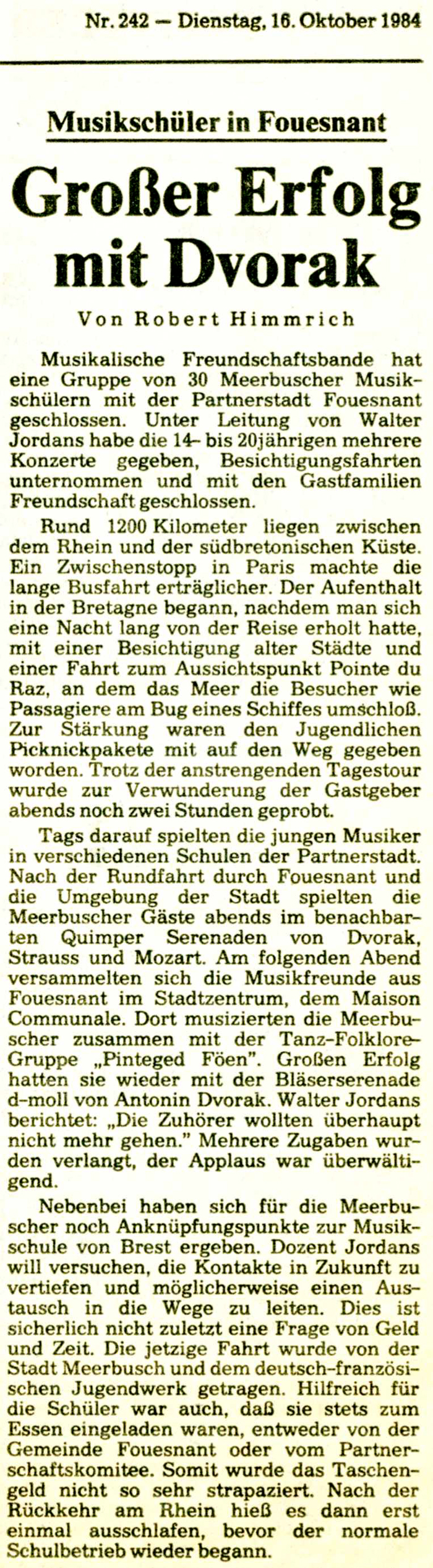 Rheinische Post, 16 octobre 1984