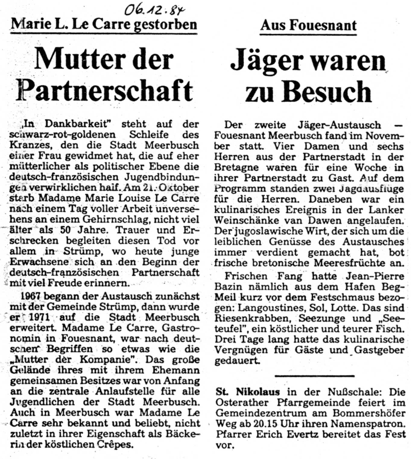 Rheinische Post, 6 décembre 1984