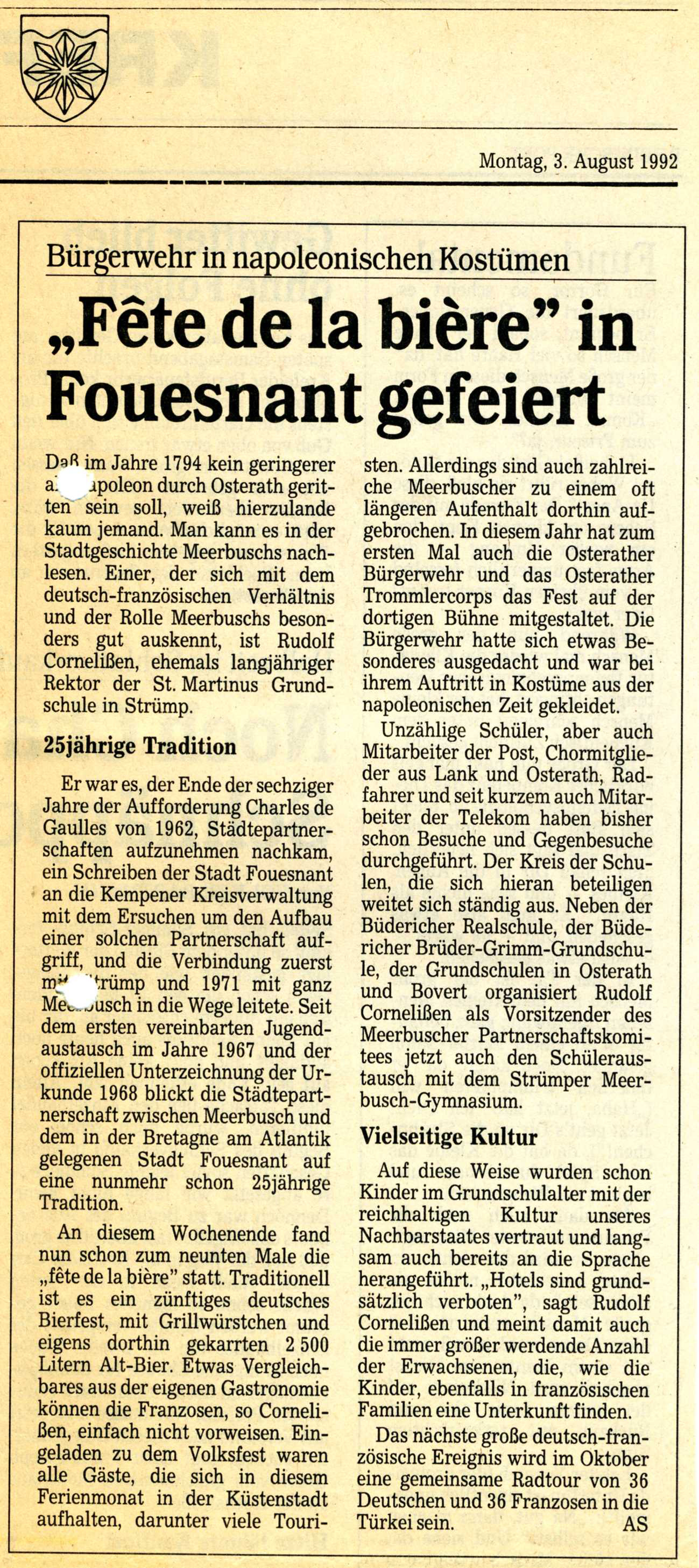 Rheinische Post, 3 août 1992
