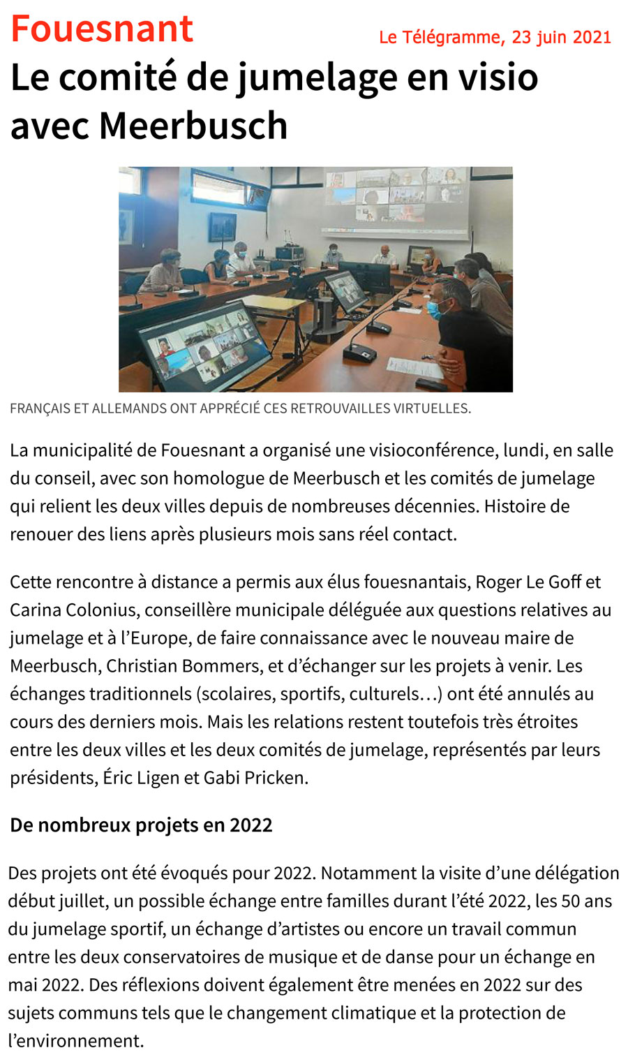 Le Télégramme, 23 juin 2021