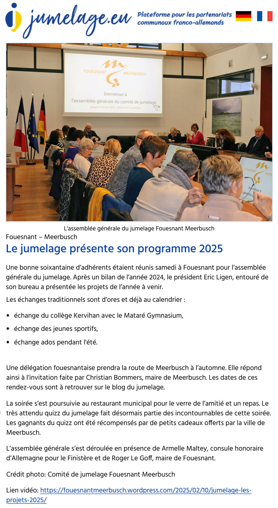 Jumelage.eu, 11 février 2025