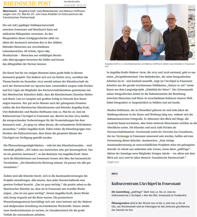 Rheinische Post, exposition "pARTage" à Fouesnant